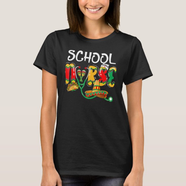 T-shirt École Infirmière Mexicaine Latin Stethoscope Cinco (Devant)