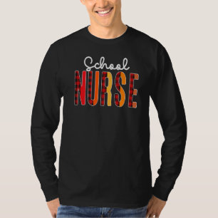 T-shirt École Infirmière Plaid Red Love Heart Stethoscope 