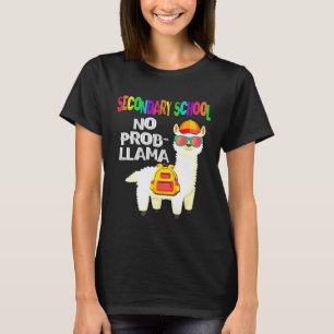 T-shirt École secondaire Sans problème Lama Premier jour d