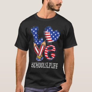 T-shirt École Slp Love Usa Drapeau Feu d'artifice 4 juille