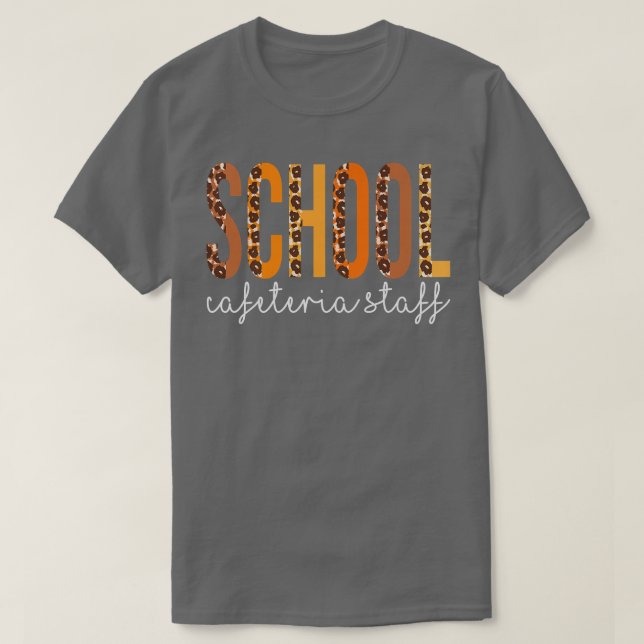 T-shirt Écoles Cafétéria Personnel léopard Automne Merci (Design devant)