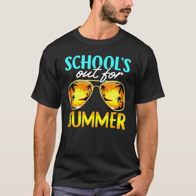 T-shirt Écoles pour l'été lunettes de soleil plage coucher (Devant)