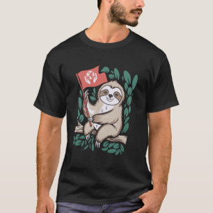 T-shirt Écologiste Paresseux de la nature tenant le drapea