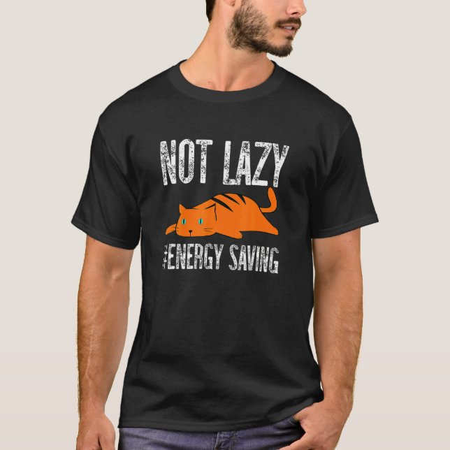 T-shirt Économie d'énergie pas lazy Cute Lazy Chat (Devant)