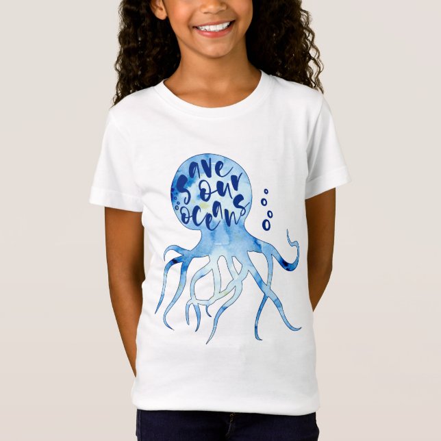 T-Shirt Économies de poulpe notre art d'aquarelle de (Devant)