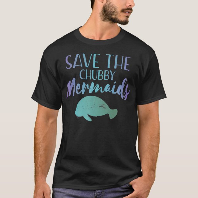 T-shirt Économisez La Chubby Mermaid Cute Manatee Premium  (Devant)