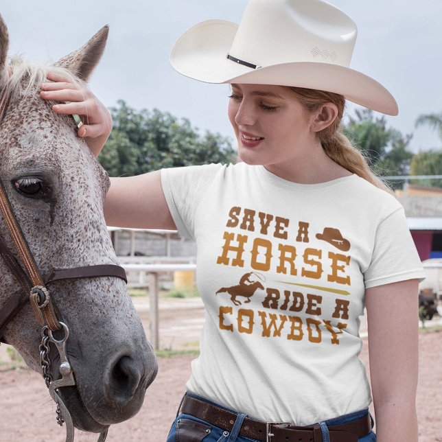 T-shirt Économisez Une Promenade À Cheval Sur Un Cowboy (Créateur téléchargé)