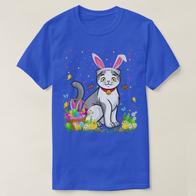 T-shirt Ecosse Fold Bunny Egg Chasse Scottish Fold East (Design devant)