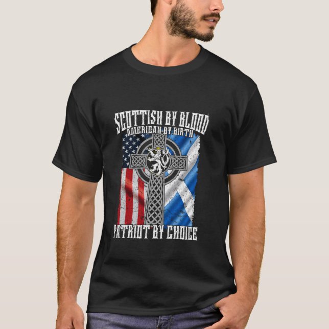 T-shirt Ecosse Par Blood American Par Birth Patriot Par Ch (Devant)