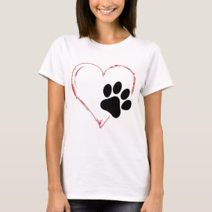T-shirt Écoutez Dog Paw. J'aime les chiens