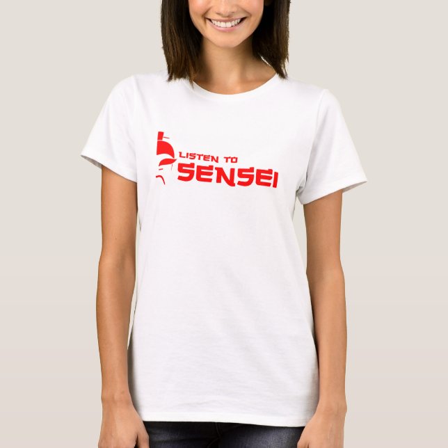 T-shirt Écoutez le blanc/rouge de Sensei (femmes) (Devant)