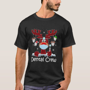 T-shirt Écran Dental Christmas Light Reinder Red Plaid Too