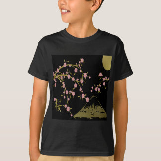 T-shirt Écran noir rose Sakura or noir