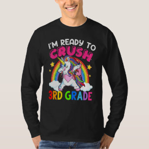 T-shirt Écraser 3e Année Dabbing Unicorn Retour À L'École 