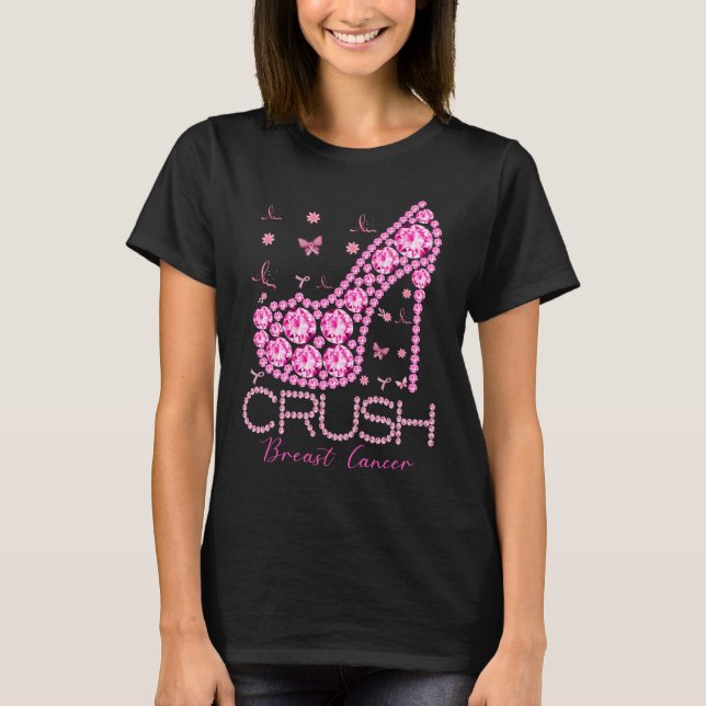 T-shirt Écraser le cancer du sein Sensibilisation Bling ro (Devant)