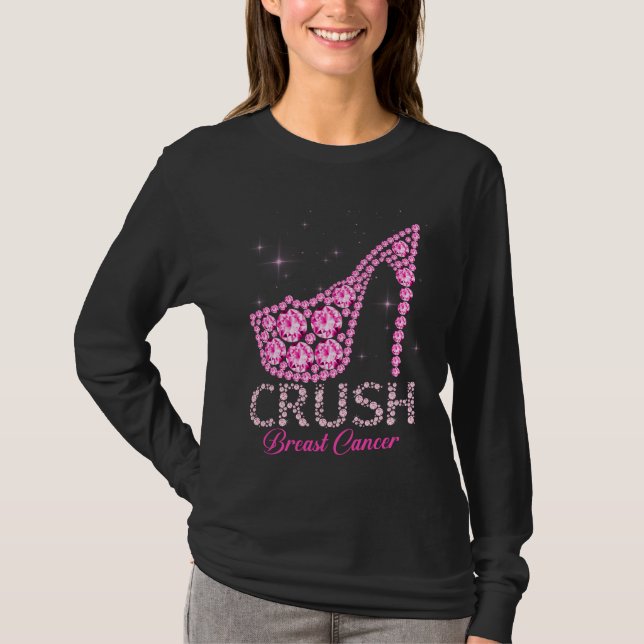 T-shirt Écraser le cancer du sein Sensibilisation Bling ro (Devant)
