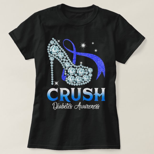 T-shirt Écraser le ruban bleu de sensibilisation au diabèt (Design devant)