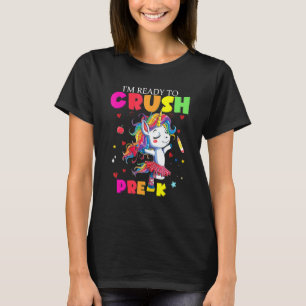 T-shirt Écraser Pré K Dabbing Unicorne Retour À L'École Fi