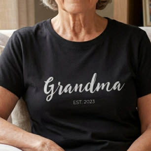 T-shirt Écriture blanche grand-mère établie noire
