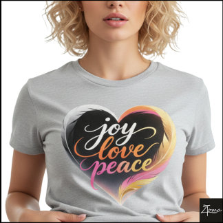 T-shirt Écriture de cœur néon Joie Amour Paix
