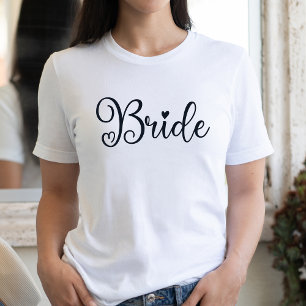 T-shirt   Écriture de mariée Cœur Blanc Enterrement de vie