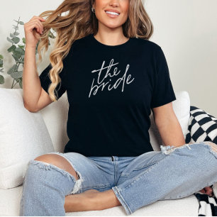 T-shirt Écriture Moderne Mariée Blanche Et Noire