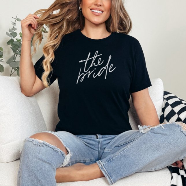 T-shirt Écriture Moderne Mariée Blanche Et Noire (Créateur téléchargé)