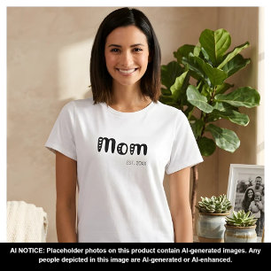 T-shirt Écriture noire Maman Cute Hearts établie