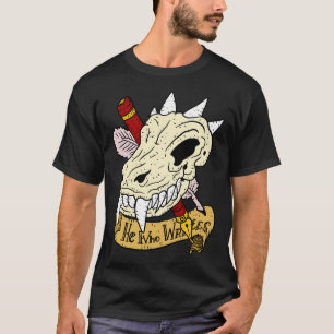 T-shirt Écrivain Imaginaire Gardien Dragon Crâne Et Stylo