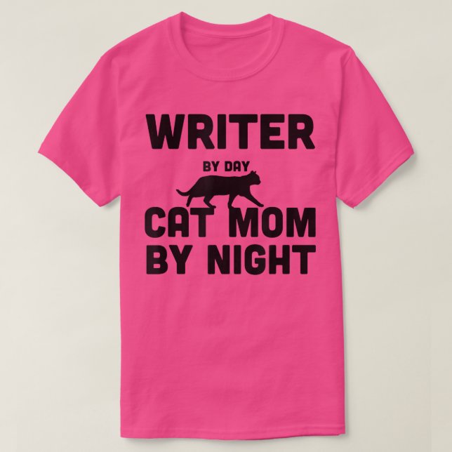 T-shirt Écrivain Par Jour Chat Maman Par Nuit3355 (Design devant)