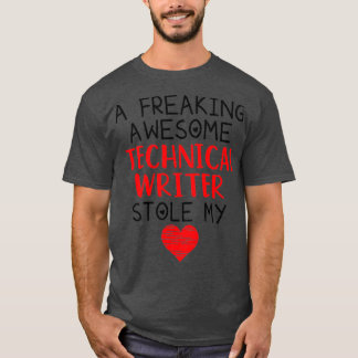 T-shirt Écrivain technique Valentines Funny Coeur rouge