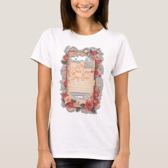 T-shirt "Écrivez votre histoire d'amour ici" (Devant)