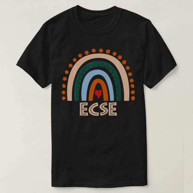 T-shirt ECSE enseignant Boho Rainbow Retour à l'équipe sco (Design devant)