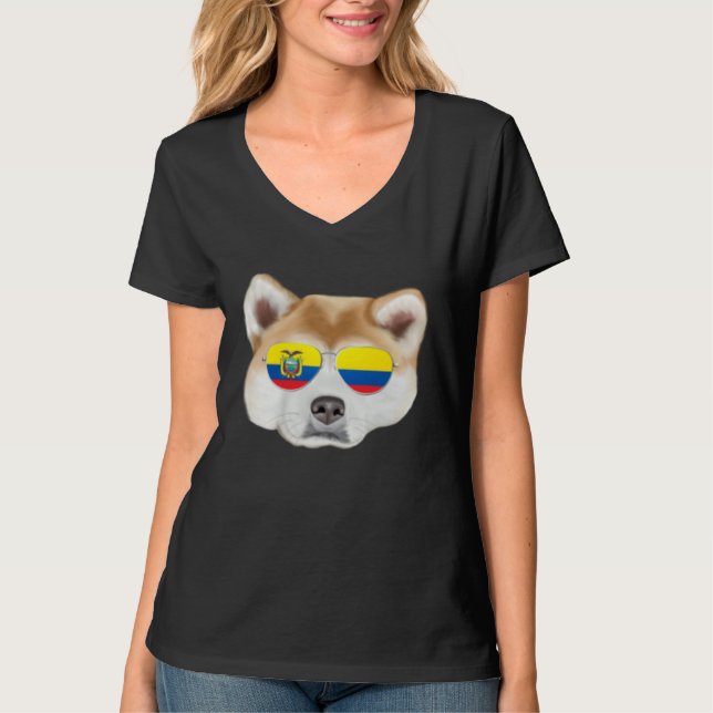 T-shirt Ecuadorian Flag Akita Dog Ecuador Pocket (Devant)