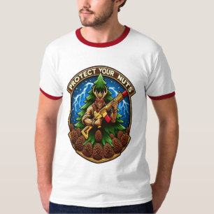 T-shirt Écureuil à caricature en fleur défendant les cônes