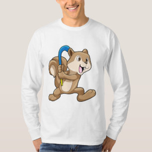 T-shirt Écureuil au hockey sur gazon avec bâton