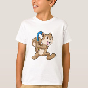 T-shirt Écureuil au hockey sur gazon avec bâton de hockey