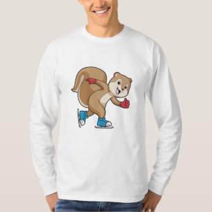 T-shirt Écureuil au patinage sur glace avec patins sur gla