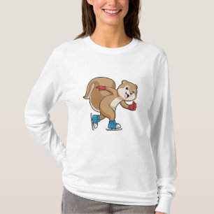 T-shirt Écureuil au patinage sur glace avec patins sur gla
