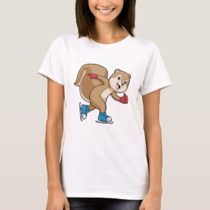T-shirt Écureuil au patinage sur glace avec patins sur gla