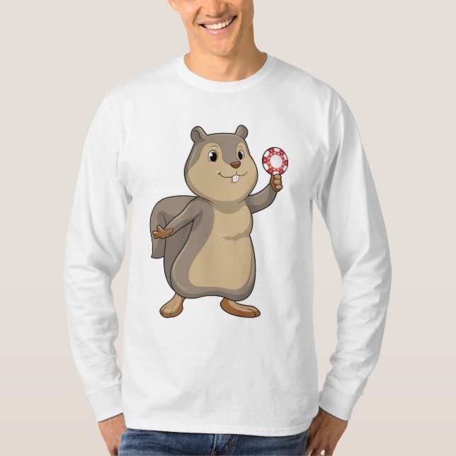 T-shirt Écureuil au Poker avec des jetons de Poker (Devant)