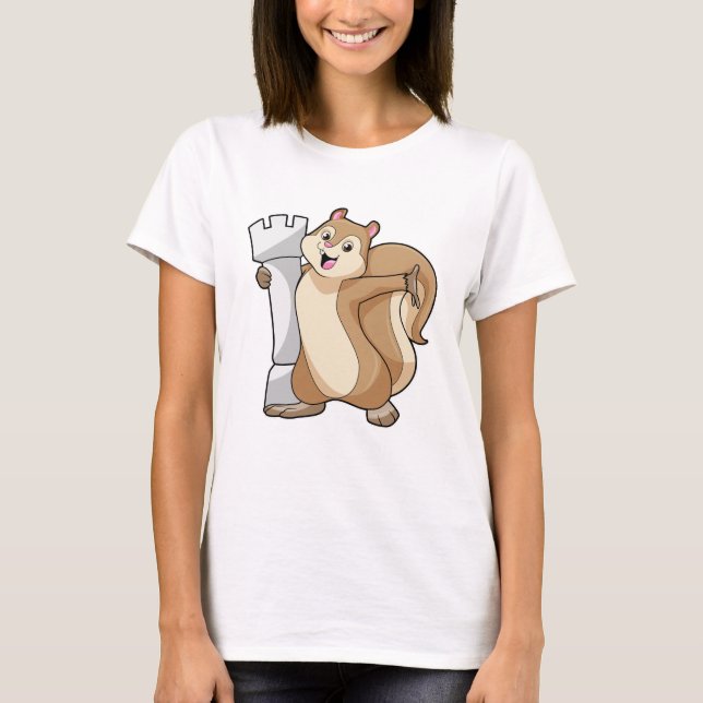 T-shirt Écureuil aux échecs avec pièce d'échecs King (Devant)