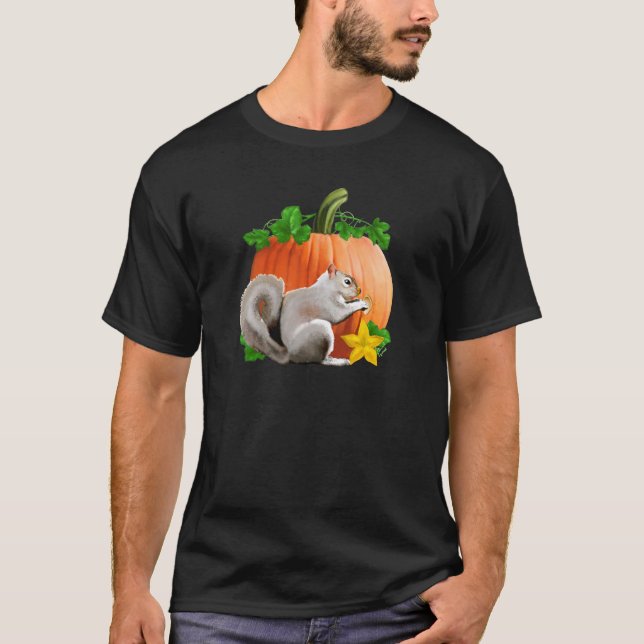 T-shirt Écureuil avec Citrouille (Devant)