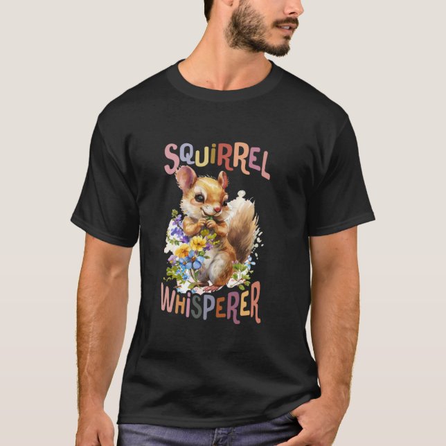 T-shirt écureuil avec fleurs mignon écureuil chuchoter chp (Devant)
