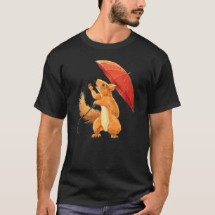 T-shirt Écureuil avec parapluie dans la pluie Hommes Femme