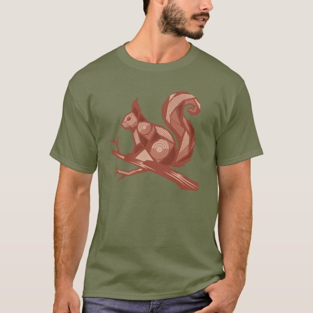 T-shirt Écureuil Brown rouge sur une branche Nature de la  (Devant)
