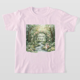 T-shirt Écureuil de la forêt florale rose