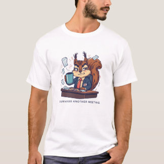 T-shirt Écureuil drôle a survécu à une réunion humoristiqu