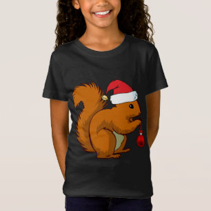 T-Shirt Écureuil drôle Noël Père Noël Animal de chapeau