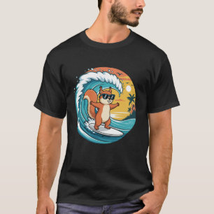 T-shirt Écureuil Drôle Planche de Surf Plage Été Surf Écur